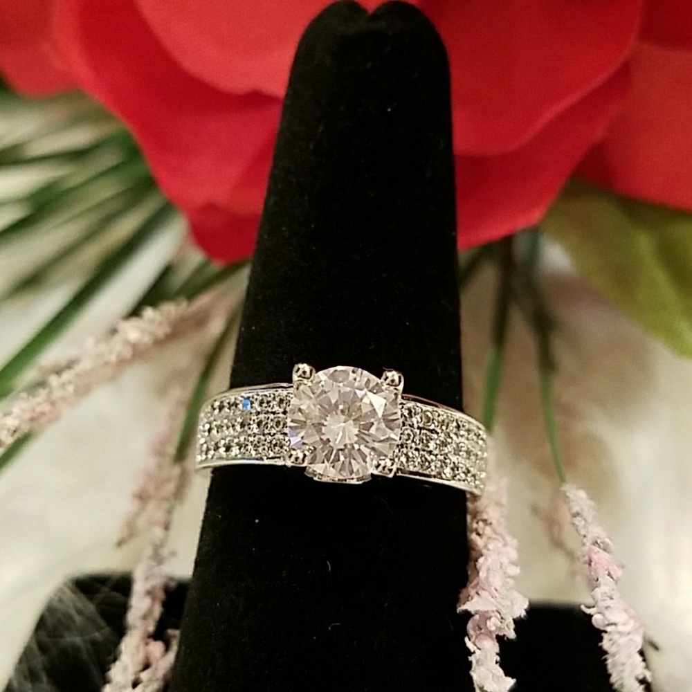 WHITE TOPAZ CZ ENGAGEMENT RING